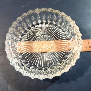 Vintage large Lead crystal cut Clear glass Cigar cigarette ashtray.